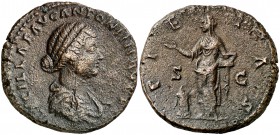 (164-166 d.C.). Lucilla. Sestercio. (Spink 5505) (Co. 54) (RIC. 1756). 23,47 g. MBC.