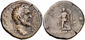 (193 d.C.). Septimio Severo. Sestercio. (Spink 6441) (Co. 683) (RIC. 656). 23,46 g. Pequeña grieta radial. MBC-.