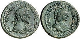 s/d. Septimio Severo y Julia Domna. Cilicia. Hieropolis-Castabala. AE 28. (S.GIC. falta) (BMC. XXI, falta). 11,90 g. Pátina verde. Ex Numismatik Nauma...