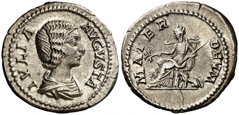 (198 d.C.). Julia Domna. Denario. (Spink 6593) (S. 123) (RIC. 564). 3,16 g. MBC+...