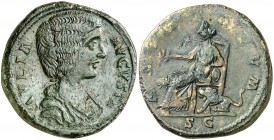 (198 d.C.). Julia Domna. Sestercio. (Spink 6628) (Co. 124) (RIC. 859). 27,33 g. MBC.