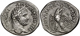 (208-213 d.C.). Caracalla. Siria. Antioquía ad Orontem. Tetradracma. (S.GIC. 2649 var) (BMC. XX, 359 var). 14,42 g. MBC+.