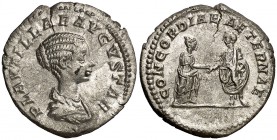 (202 d.C.). Plautilla. Denario. (Spink 7069) (S. 10) (RIC. 361). 1,86 g. Leve grieta. EBC-.