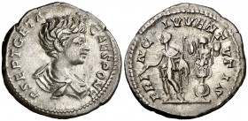 (200 d.C.). Geta. Denario. (Spink 7196) (S. 157b) (RIC. 18). 3,45 g. MBC+.