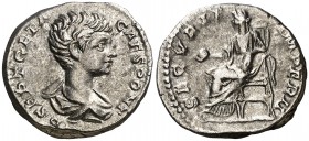 (202 d.C.). Geta. Denario. (Spink 7200) (S. 183) (RIC. 20a). 3,37 g. MBC+.
