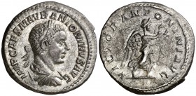 (219 d.C.). Eliogábalo. Denario. (Spink 7553 var) (S. 289) (RIC. 156). 3,47 g. EBC-.