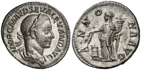 (226 d.C.). Alejandro Severo. Denario. (Spink 7857) (S. 23) (RIC. 133). 3,04 g. Bella. EBC.