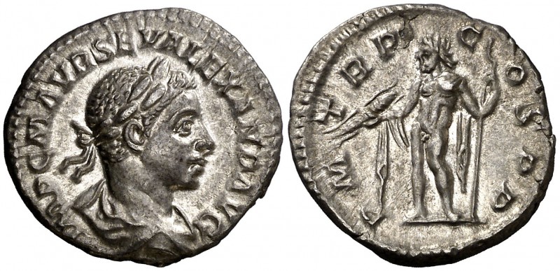 (222 d.C.). Alejandro Severo. Denario. (Spink 7891) (S. 204) (RIC. 5). 3,08 g. E...
