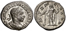 (222 d.C.). Alejandro Severo. Denario. (Spink 7891) (S. 204) (RIC. 5). 3,08 g. EBC-.
