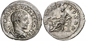 (223 d.C.). Alejandro Severo. Denario. (Spink 7894 var) (S. 239) (RIC. 32). 3,27 g. Bella. EBC.