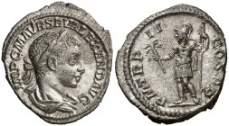 (223 d.C.). Alejandro Severo. Denario. (Spink 7895) (S. 231) (RIC. 23). 2,91 g. EBC-.