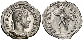 (235 d.C.). Alejandro Severo. Denario. (Spink 7917) (S. 453a) (RIC. 125 var). 2,76 g. EBC.