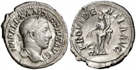 (232 d.C.). Alejandro Severo. Denario. (Spink 7922) (S. 501b) (RIC. 250). 3,34 g. EBC-.