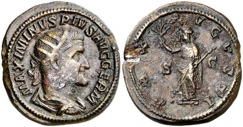 (236-238 d.C.). Maximino I. Dupondio. (Spink 8347 var) (Co. 40) (RIC. 82). 11,47...