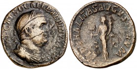 (238 d.C.). Balbino. Sestercio. (Spink 8495) (Co. 11) (RIC. 15). 17,48 g. Rayas en anverso. Muy escasa. (MBC-).