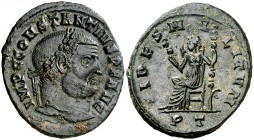 (305-306 d.C.). Constancio I, Cloro. Ticinum. Follis. (Spink 14170) (Co. 44) (RIC. 59a). 8,68 g. MBC+.
