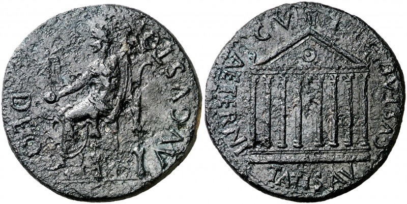 Tarraco (Tarragona). Tiberio. Dupondio. (FAB. 2363) (ACIP. 3262). 24,03 g. Oxida...