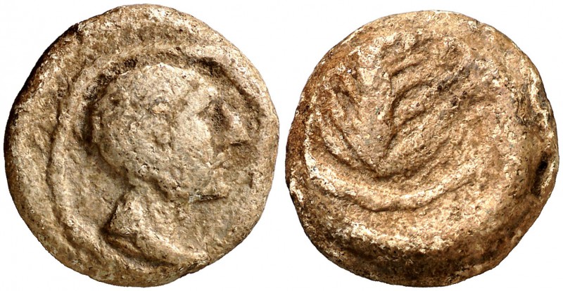 Searo (Utrera). Plomo monetiforme. (CCP. pág. 15, nº 1). 10,20 g. MBC/MBC-.