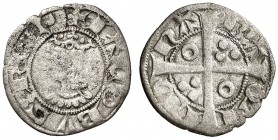 Jaume II (1291-1327). Barcelona. Diner. (Cru.V.S. 348) (Cru.C.G. 2162). 0,92 g. Busto pequeño. Letras A y U latinas. No figuraba en la Colección Crusa...
