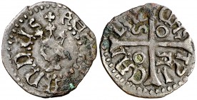 Ferran II (1479-1516). Sicília. Diner callerès. (Cru.V.S. 1279 var) (Cru.C.G. 3181 var). 0,74 g. Error en la leyenda de reverso. Escasa. MBC-/MBC.