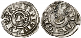 Sancho el fuerte (1194-1234). Navarra. Dinero. (Cru.V.S. 224). 1,16 g. Oxidaciones y rayas en reverso. MBC+/MBC-.