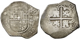 1593. Felipe II. (Sevilla). B. 2 reales. (Cal. 546). 6,69 g. Escasa. BC+.