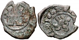 1062 (sic). Felipe III. Segovia. Castillejo. 2 maravedís. (Cal. tipo 230, falta var) (J.S. D-190). 1,30 g. Rara. BC/BC+.