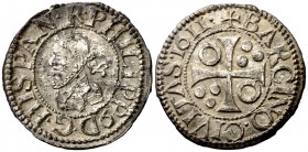 1611. Felipe III. Barcelona. 1/2 croat. (Cal. 534). 1,35 g. MBC/MBC+.
