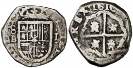 1610. Felipe III. Sevilla. B. 1 real. (Cal. 489). 3,25 g. Escasa. MBC-.