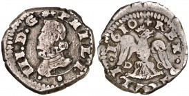 1610. Felipe III. Messina. DC. 1 tari. (Vti. 78) (MIR. 348/2). 2,48 g. MBC-/MBC.