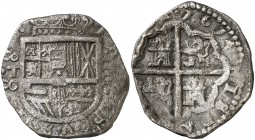 1614. Felipe III. Toledo. C. 4 reales. (Cal. 295). 13,27 g. La leyenda del reverso comienza a las 3h y la fecha a las 12h del reloj. Sólo conocemos ot...