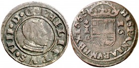 1663. Felipe IV. Cuenca. . 16 maravedís. (Cal. 1318). 4,12 g. MBC-.