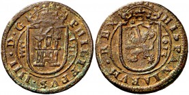 Felipe IV. Granada. (Cal. pág. 370) (J.S. tipo H10). 6,14 g. Resello de valor 12 sobre 8 maravedís de Segovia 1623. MBC.