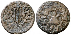 1641. Guerra dels Segadors. Puigcerdà. 1 diner. (Cal. 207) (Cru.C.G. 4644). 1,22 g. Manchitas. Rara. (MBC-).