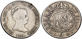 1841. Isabel II. Sevilla. RD. 4 reales. (Cal. 318). 5,64 g. Escasa. BC/BC+.