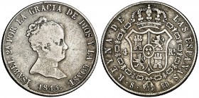 1845. Isabel II. Sevilla. RD. 4 reales. (Cal. 322). 5,84 g. Rara. BC/BC+.