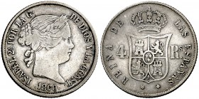 1860. Isabel II. Sevilla. 4 reales. (Cal. 330). 5 g. BC+.