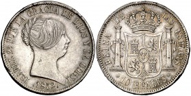1852. Isabel II. Barcelona. 10 reales. (Cal. 207). 13,14 g. Golpecitos. Parte de brillo original. (MBC+/EBC-).