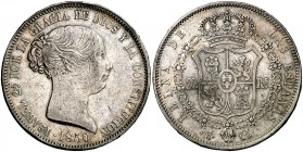 1850. Isabel II. Madrid. CL. 20 reales. (Cal. 170). 26 g. Rayitas y golpecito en canto. MBC/MBC-.