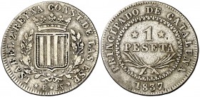 1837. Isabel II. Barcelona. 1 peseta. (Cal. 258). 5,60 g. MBC.