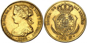 1862. Isabel II. Madrid. 100 reales. (Cal. 27). 8,31 g. Limpiada. (MBC/MBC+).