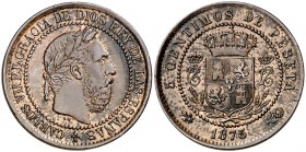 1875. Carlos VII, Pretendiente. Oñate. 5 céntimos. (Cal. 10). 5,11 g. Buen ejemplar. MBC+.