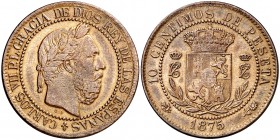 1875. Carlos VII, Pretendiente. Oñate. 10 céntimos. (Cal. 8). 10,12 g. MBC+.