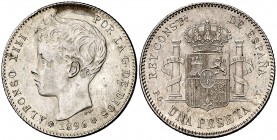 1896*1896. Alfonso XIII. PGV. 1 peseta. (Cal. 41). 5 g. EBC.