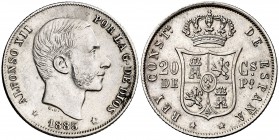 1885. Alfonso XII. Manila. 20 centavos. (Cal. 92). 5,16 g. EBC-.