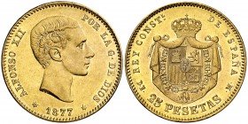1877*18--. Alfonso XII. DEM. 25 pesetas. (Cal. 3). 8,05 g. EBC.