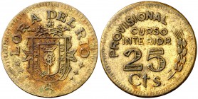 Lora del Río (Sevilla). 25 céntimos. (Cal. 9). 3,60 g. Manchitas. Rara. MBC.