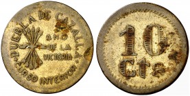 Puebla de Cazalla (Sevilla). 10 céntimos. (Cal. 15, como serie completa). 3,43 g. Escasa. MBC-.