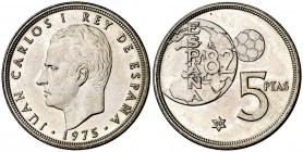 1975*80. Juan Carlos I. 5 pesetas. (Cal. 124). 5,77 g. Error del mundial. EBC.