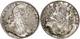 1765. Alemania. Baviera. Maximiliano José. Múnich. 1 taler. (Kr. 519.1) (Dav. 1953). 27,77 g. AG. Escasa. MBC-.